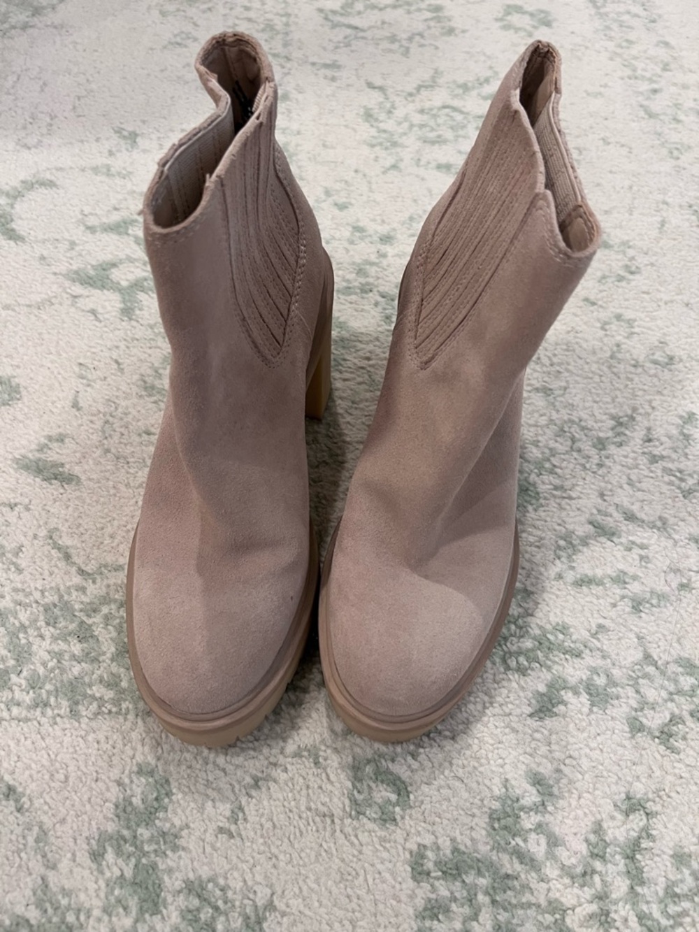 Dolce Vita Taupe Suede Chelsea Heeled Booties